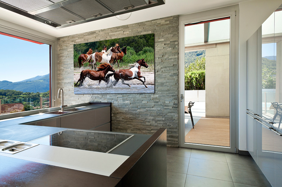 Experience the untamed spirit in interior design with prints featuring majestic horses navigating through the water. Infuse your space with dynamic equestrian energy, where every detail crafts a narrative of timeless allure and distinctive beauty, creating a haven of vibrant elegance in commercial buildings, home offices, and residences.