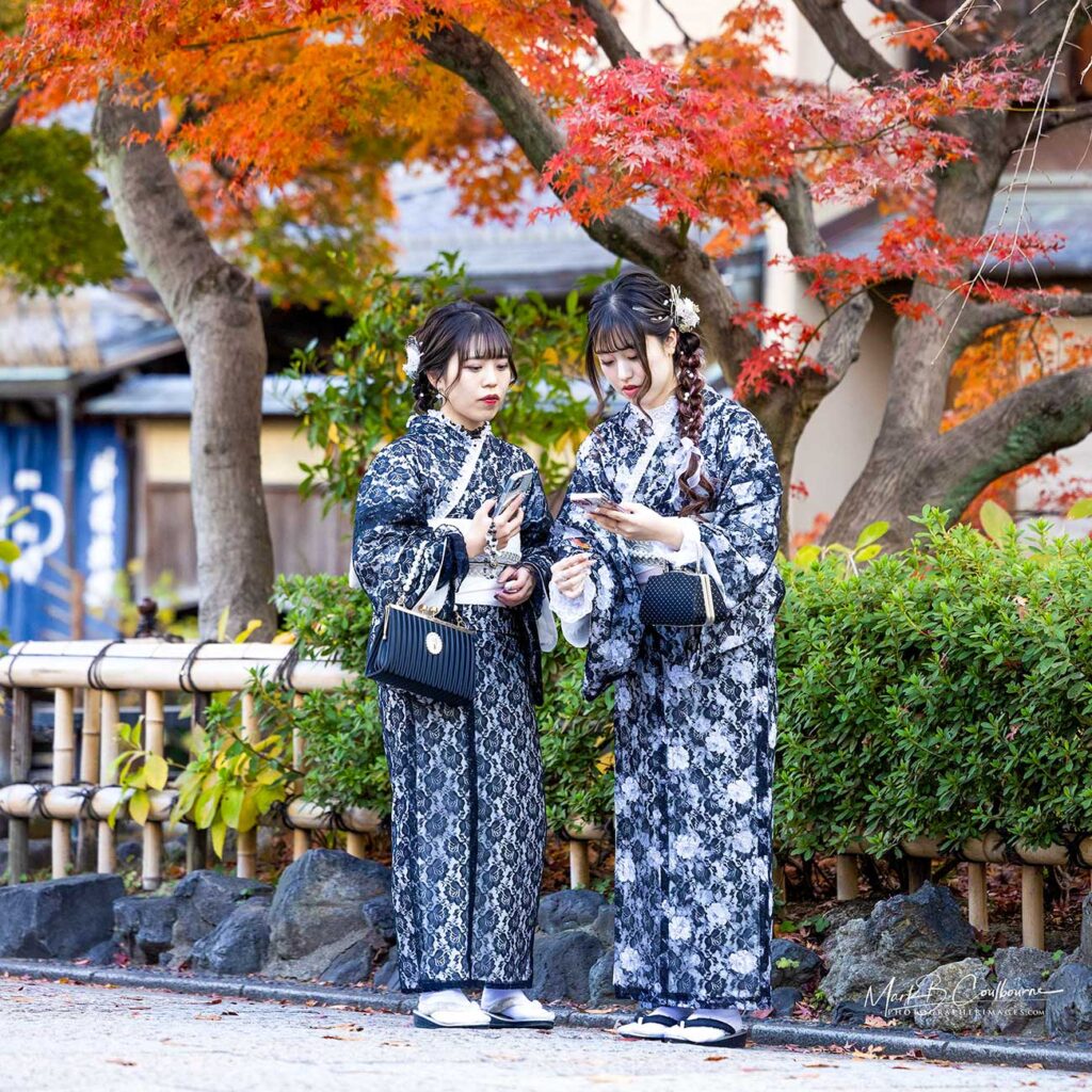 Japanese Ladies wearing kimonos in Kyoto
